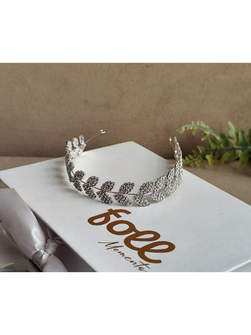 Tiara Coroa Grinalda Folhas Cravejadas Brilho Noiva Festa